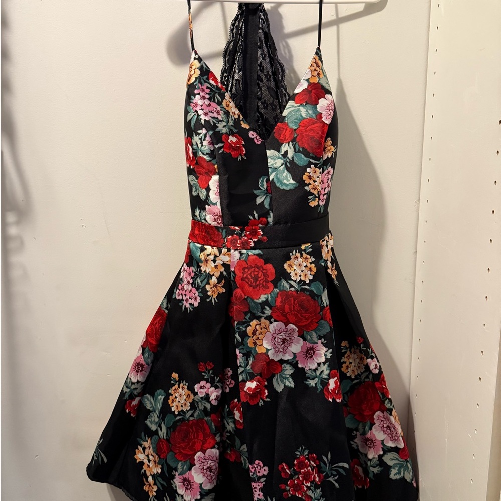 Floral Dress with Lace Back Detail